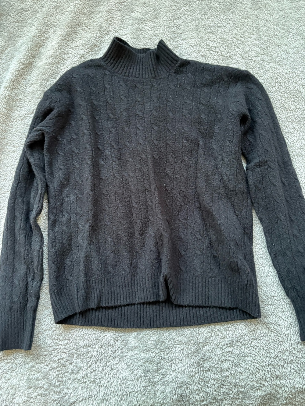 J. Crew Men's Black Cable-Knit Crewneck Sweater
